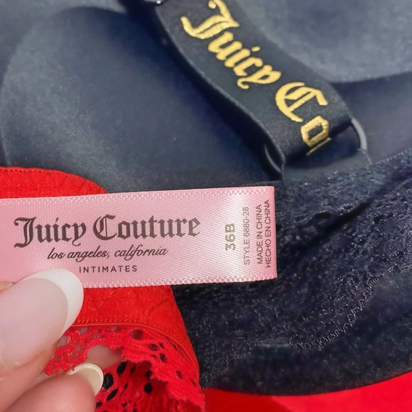 Juicy Couture Red & Black Sexy Push-up Bra Set New size 36B - Picture 5 of 6